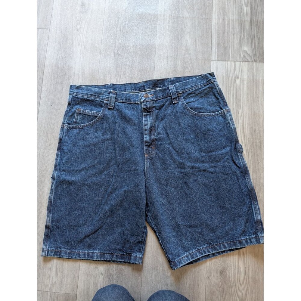 Wrangler Mens Carpenter Denim Shorts 40 Regular Relaxed Fit Blue Jeans With Util
